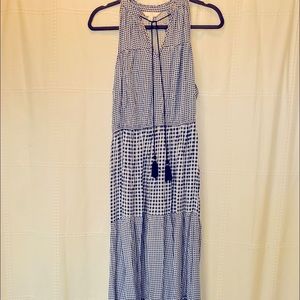 Long Gingham Print Maxi Dress.
